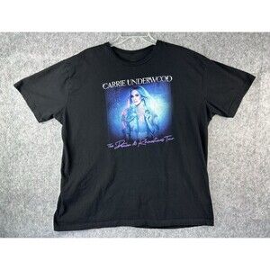 Carrie Underwood Shirt Black Denim & Rhinestone Graphic Short Sleeve Sz 2XL